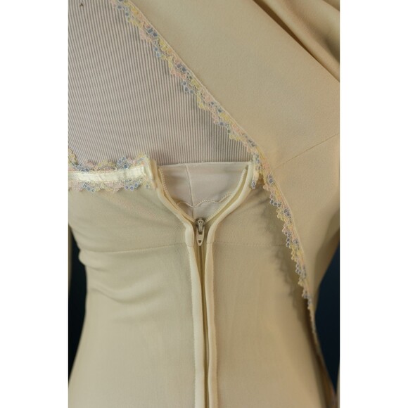 Vintage 70s Empire Waist Cream Maxi Dress Jacket Lace Trim Boho Prairie Bridal - Picture 12 of 16